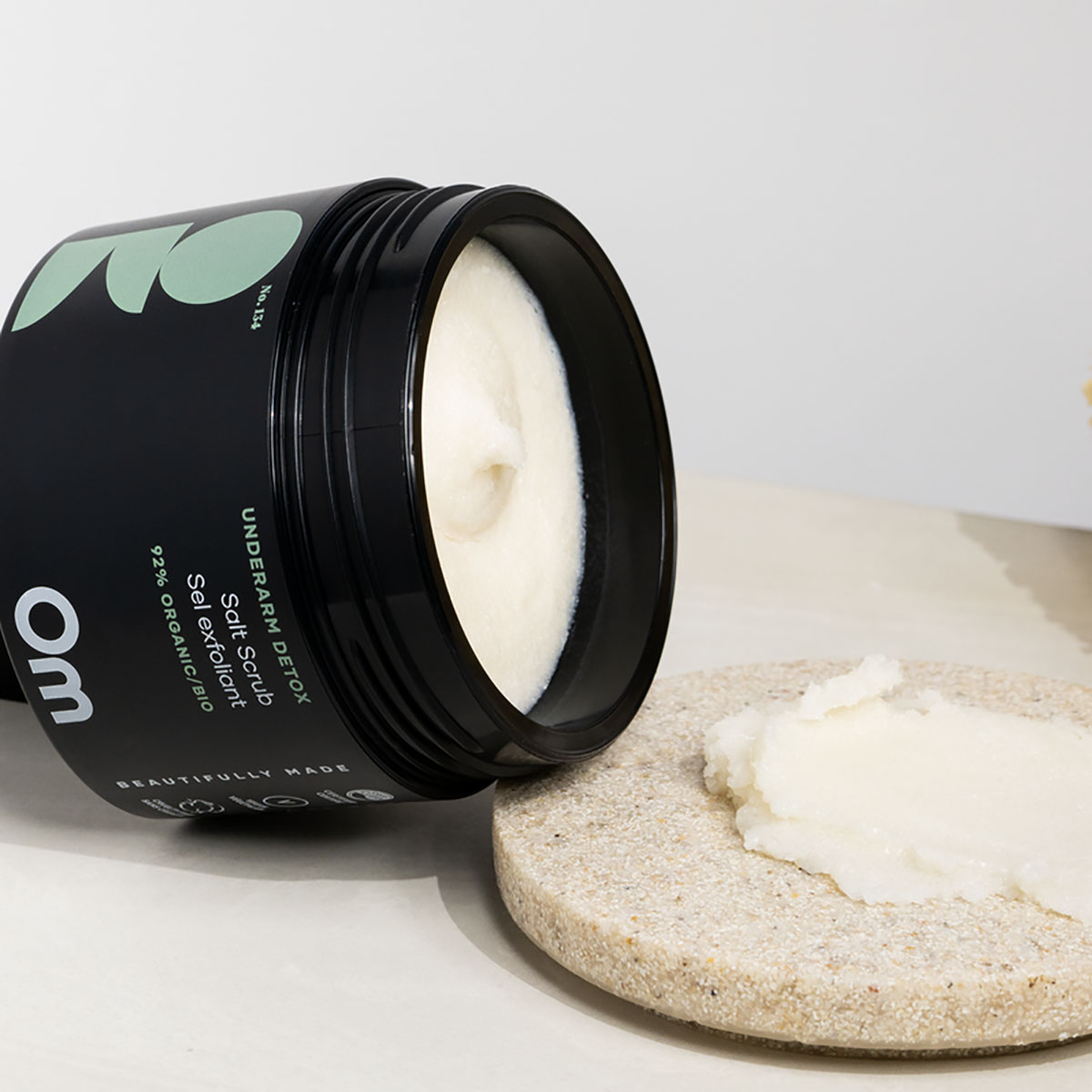 Om Organics Underarm Detox Salt Scrub gives your underarms a deep cleanse and your natural deodorant a major boost.