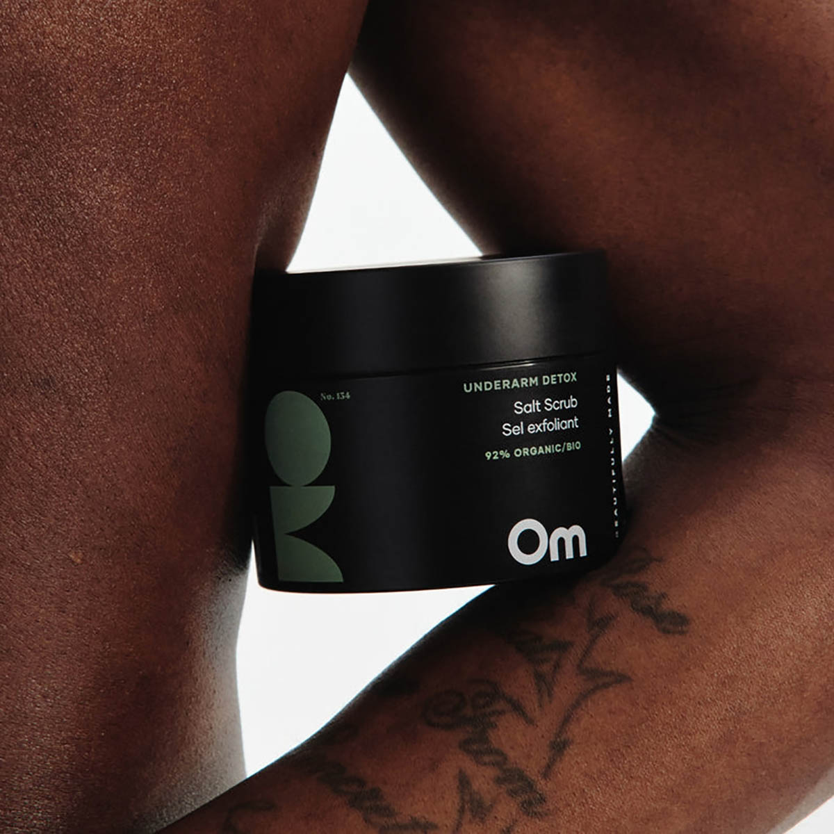 Om Organics Underarm Detox Salt Scrub available at Inspire Beauty.