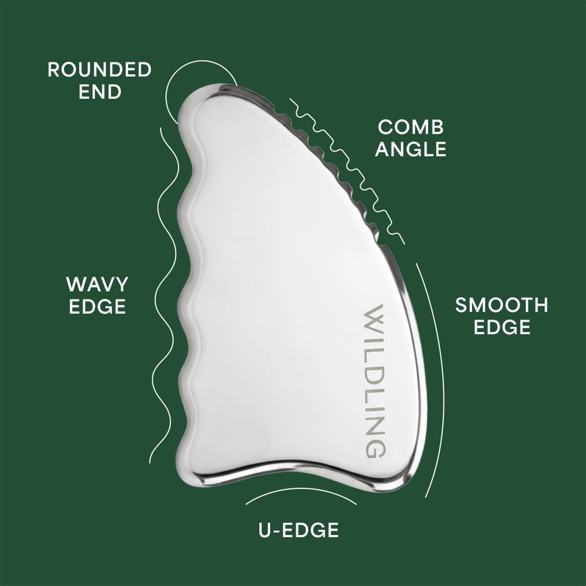 Willding Aura Platinum Body Gua Sha Tool available at Inspire Beauty.