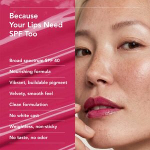 Odacité SPF 40 Nourishing Lip Serum Bubblegum is a weightless, velevety-smooth lip serum with buildable colour.