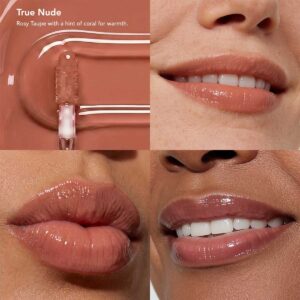 Odacité SPF 40 Nourishing Lip Serum in True Nude is a flattering rosy nude with subtle peachy warmth for an understated, polished finish.