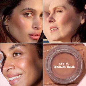 Odcaité SPF 50 Color Balm in shade Bronze Jolie is a warm caramel with bronze luminescense that melts seamlessly into the skin, adding buildable warmth and dimension for a healthy, naturally bronzed look.