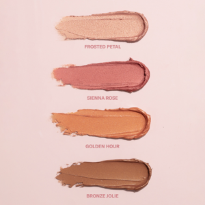Swatches of Odacité SPF 50 Color Balm makeup available at Inspire Beauty.