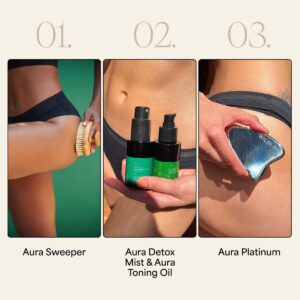 For the ultimate body toning results, use Wildling Aura Platinum with Aura Sweeper Dry Body and Aura Body Mist and Toning Oil.