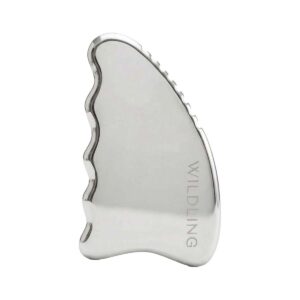 Shop Wildling Beauty Aura Platinum stainless steel body gua sha tool available at Inspire Beauty.