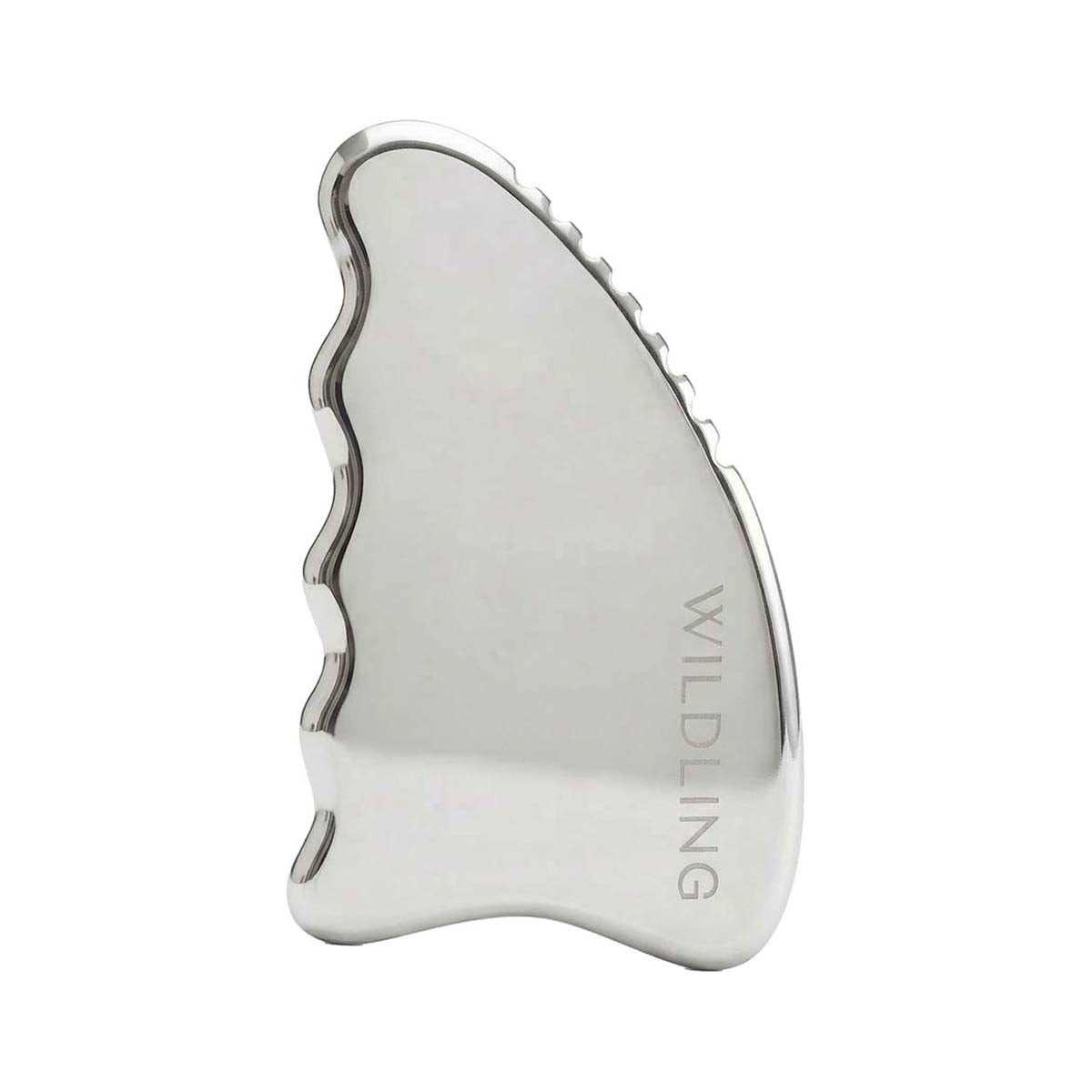 Shop Wildling Beauty Aura Platinum stainless steel body gua sha tool available at Inspire Beauty.