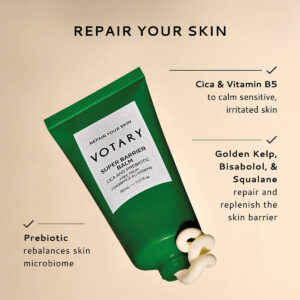VOTARY Super Barrier Balm is an ultra-nourishing skin soother designed to rescue, repair, and restore compromised skin.