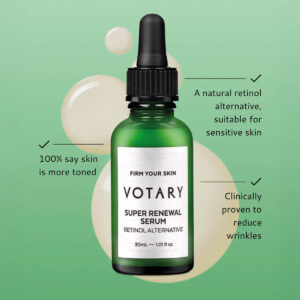 VOTARY Super Renewal Serum is formulated with a natural alternative to retinol, suitable for sensitive skin.