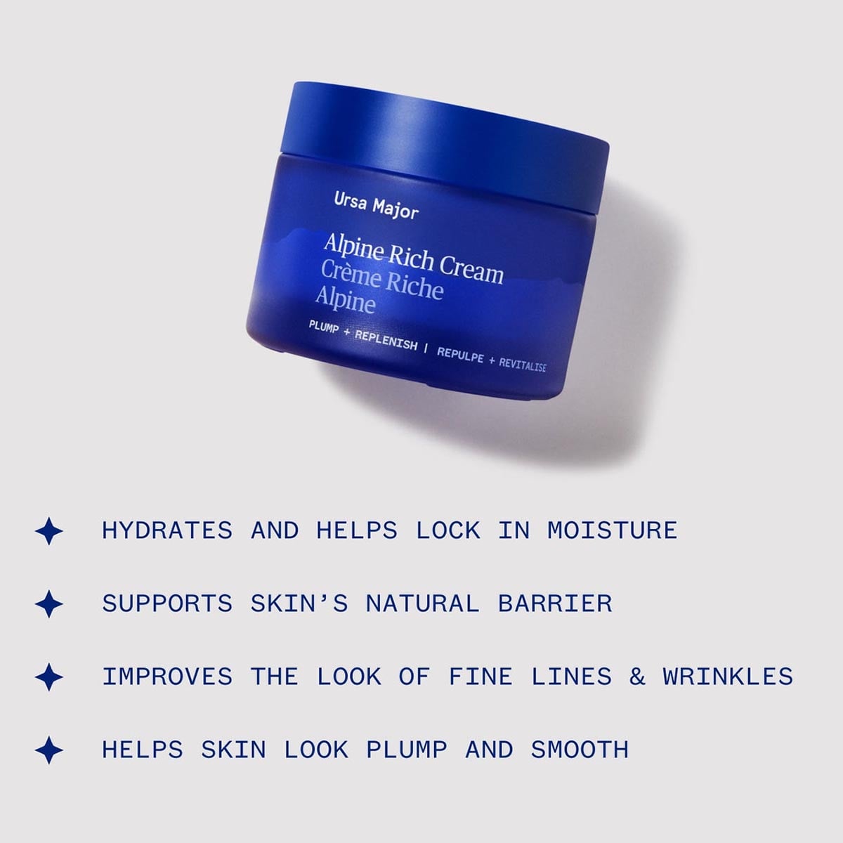 Ursa Major Alpine Rich Cream is Ursa Major richest cream yet, infused with alpine and forest actives to hydrate deeply, support the skin barrier, and soften the look of fine lines.