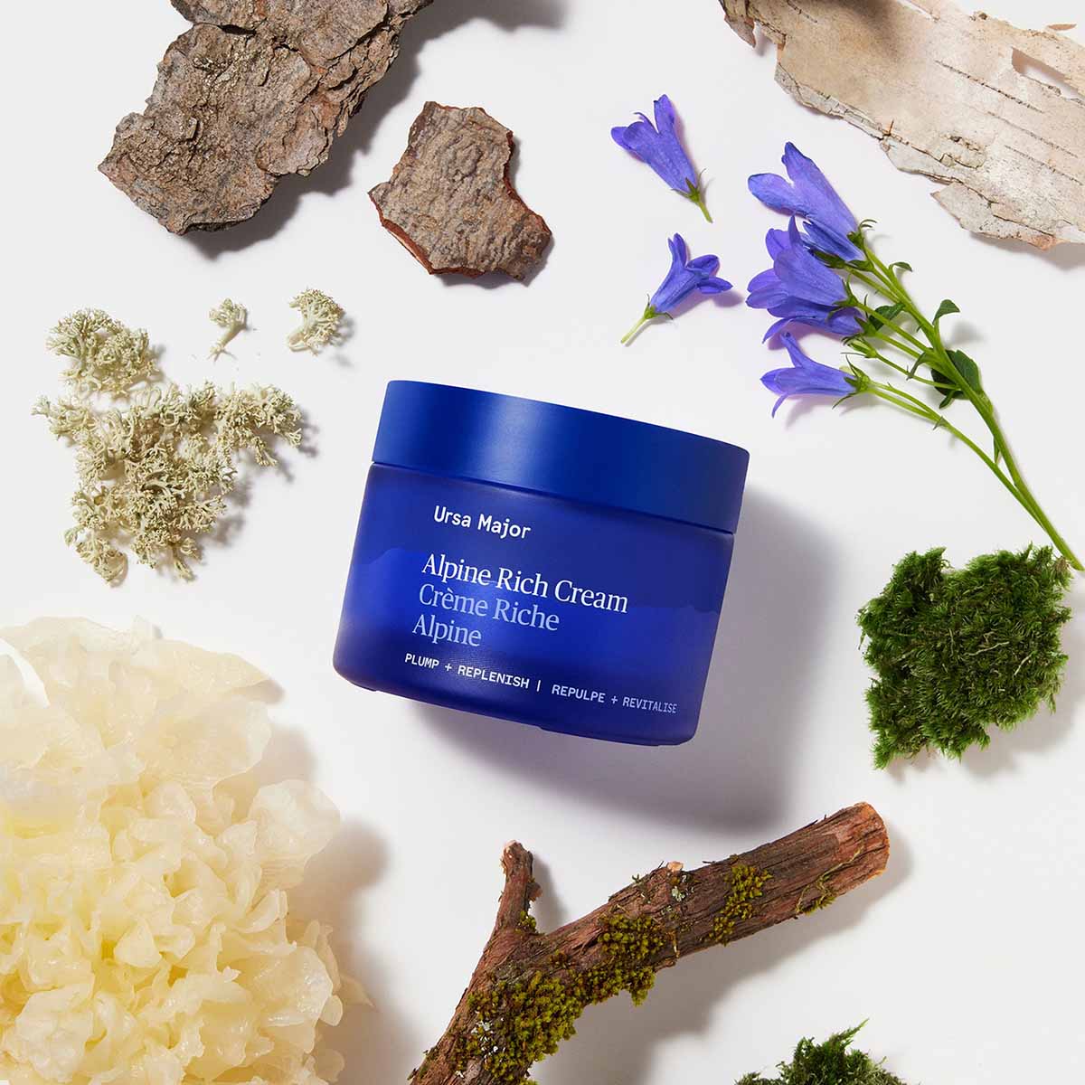 Ursa Major Alpine Rich Cream is smooth and velvety, absorbs instantly leaving skin deeply moisturized with soft, satiny finish.
