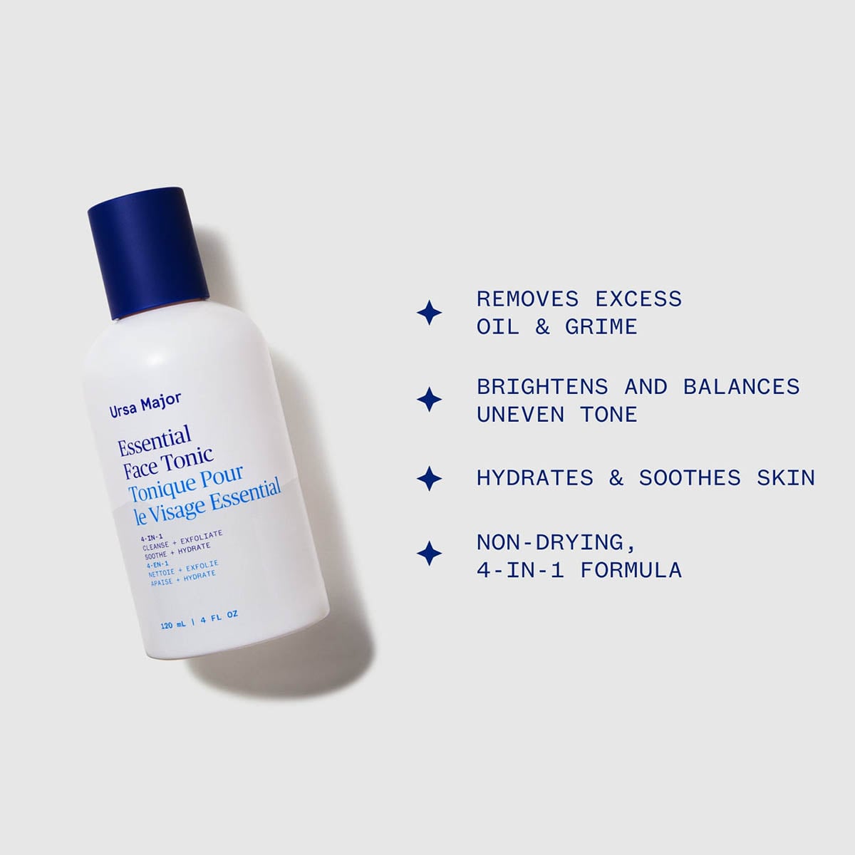 Ursa Major Essential Face Tonic is a 4-in-1 face tonic to deep clean pores, while gently exfoliating, soothing and hydrating skin.