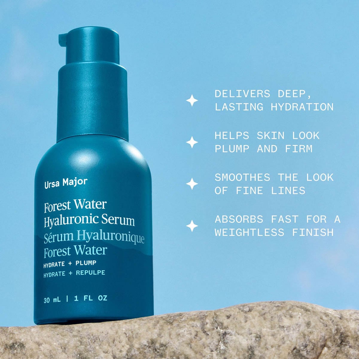 Ursa Major Forest Water Hyaluronic Serum is a deeply hydrating serum.