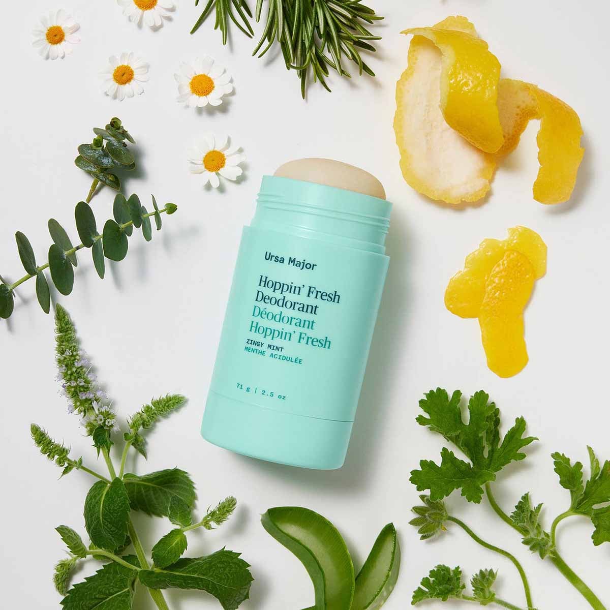 Ursa Major Hoppin’ Fresh Deodorant is an aluminum and baking soda-free natural deodorant with a zingy mint scent.