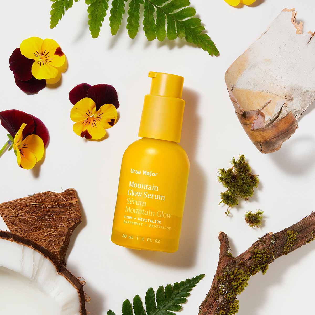 Ursa Major Mountain Glow Serum supports skin’s collagen production while smoothing the appearance of fine lines and wrinkles.