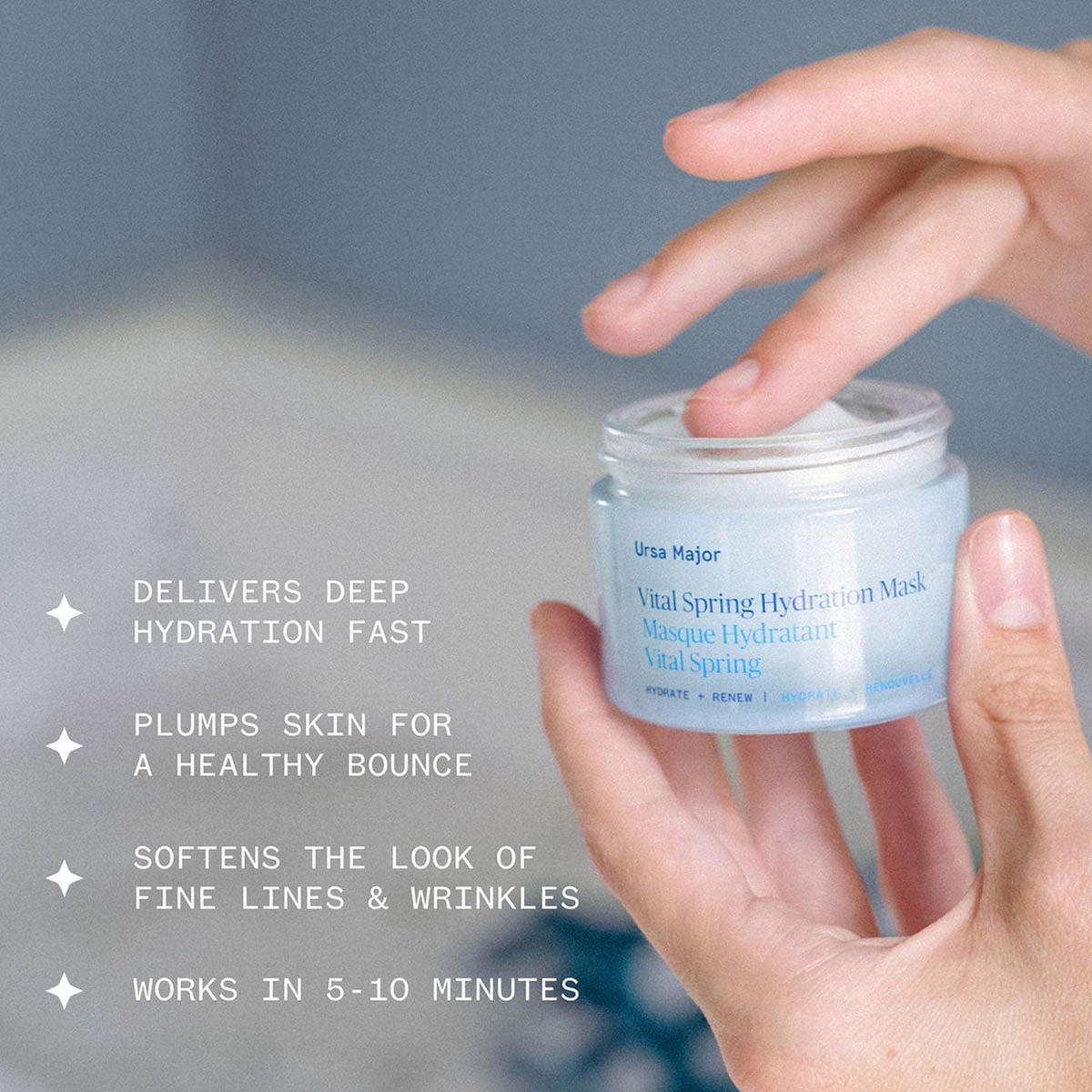 Ursa Major Vital Spring Hydration Mask is a fast-acting hydration mask to visibly plump and replenish skin.
